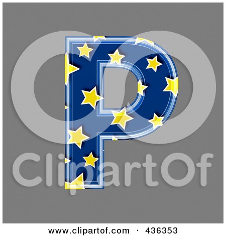 Royalty-Free (RF) Clipart Illustration of a 3d Blue Starry Symbol; Capital Letter P by chrisroll