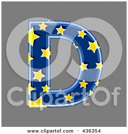Royalty-Free (RF) Clipart Illustration of a 3d Blue Starry Symbol; Capital Letter D by chrisroll
