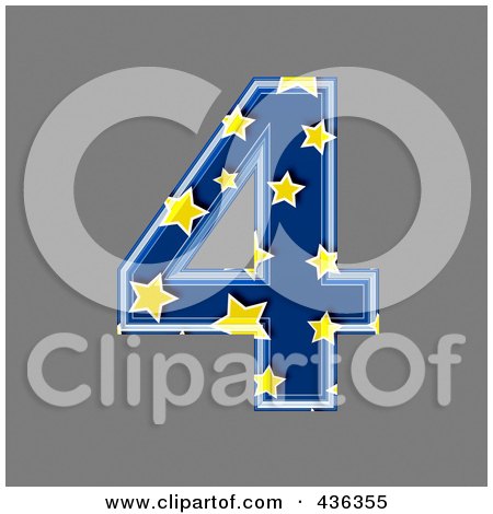Royalty-Free (RF) Clipart Illustration of a 3d Blue Starry Symbol; Number 4 by chrisroll