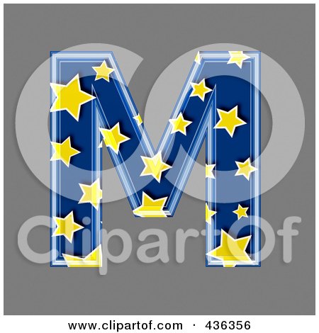 Royalty-Free (RF) Clipart Illustration of a 3d Blue Starry Symbol; Capital Letter M by chrisroll