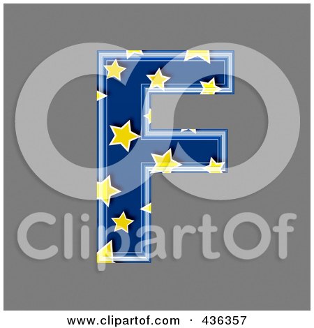 Royalty-Free (RF) Clipart Illustration of a 3d Blue Starry Symbol; Capital Letter F by chrisroll