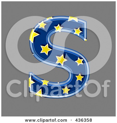 Royalty-Free (RF) Clipart Illustration of a 3d Blue Starry Symbol; Capital Letter S by chrisroll