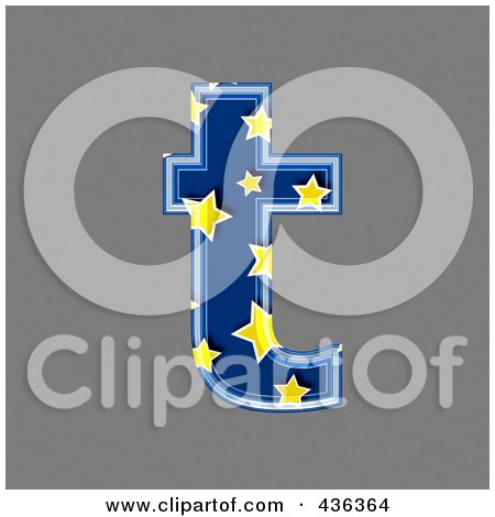 Royalty-Free (RF) Clipart Illustration of a 3d Blue Starry Symbol; Lowercase Letter t by chrisroll