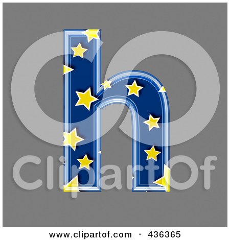 Royalty-Free (RF) Clipart Illustration of a 3d Blue Starry Symbol; Lowercase Letter h by chrisroll