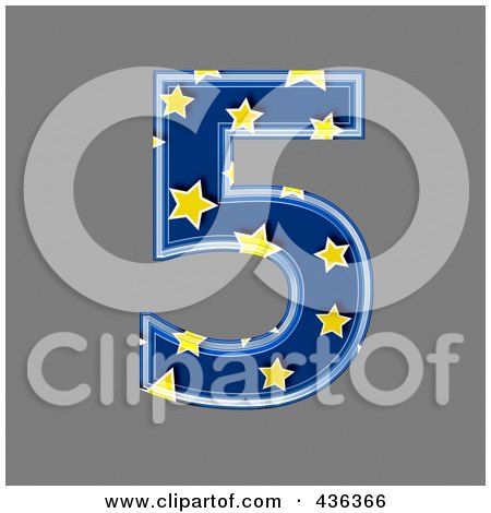 Royalty-Free (RF) Clipart Illustration of a 3d Blue Starry Symbol; Number 5 by chrisroll