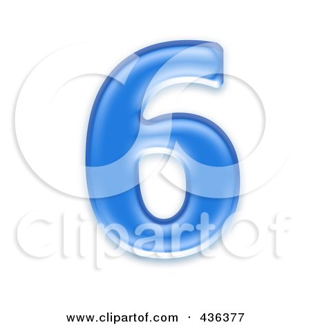 Royalty-Free (RF) Clipart Illustration of a 3d Blue Symbol; Number 6 by chrisroll