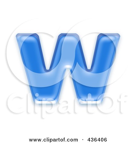 Royalty-Free (RF) Clipart Illustration of a 3d Blue Symbol; Lowercase Letter w by chrisroll