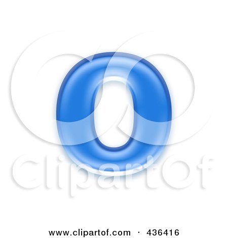 Royalty-Free (RF) Clipart Illustration of a 3d Blue Symbol; Lowercase Letter o by chrisroll