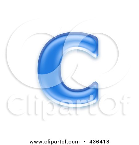 Royalty-Free (RF) Clipart Illustration of a 3d Blue Symbol; Lowercase Letter c by chrisroll