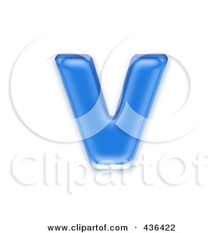 Royalty-Free (RF) Clipart Illustration of a 3d Blue Symbol; Lowercase Letter v by chrisroll