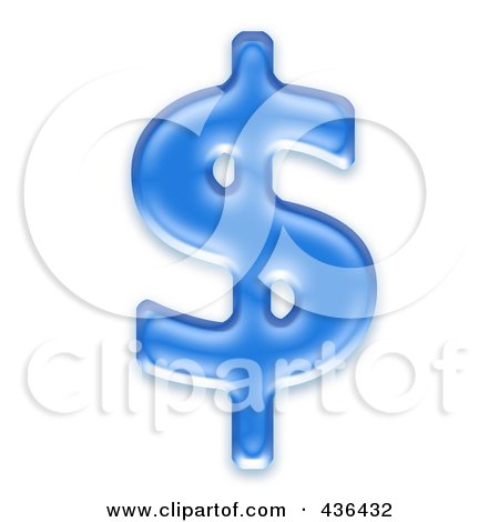 Royalty-Free (RF) Clipart Illustration of a 3d Blue Symbol; Dollar by chrisroll
