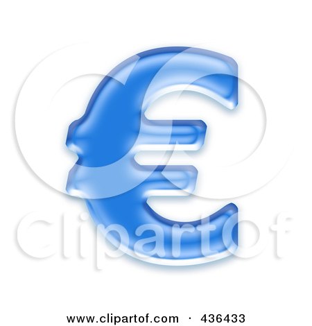 Royalty-Free (RF) Clipart Illustration of a 3d Blue Symbol; Euro by chrisroll