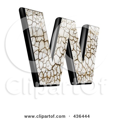 Royalty-Free (RF) Clipart Illustration of a 3d Cracked Earth Symbol; Capital Letter W by chrisroll