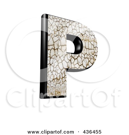 Royalty-Free (RF) Clipart Illustration of a 3d Cracked Earth Symbol; Capital Letter P by chrisroll
