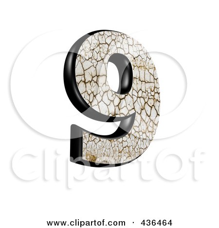 Royalty-Free (RF) Clipart Illustration of a 3d Cracked Earth Symbol; Number 9 by chrisroll