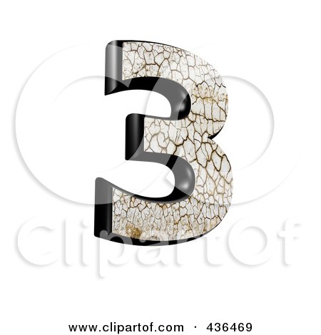Royalty-Free (RF) Clipart Illustration of a 3d Cracked Earth Symbol; Number 3 by chrisroll