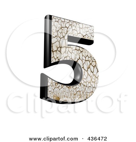 Royalty-Free (RF) Clipart Illustration of a 3d Cracked Earth Symbol; Number 5 by chrisroll