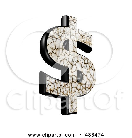 Royalty-Free (RF) Clipart Illustration of a 3d Cracked Earth Symbol; Dollar by chrisroll