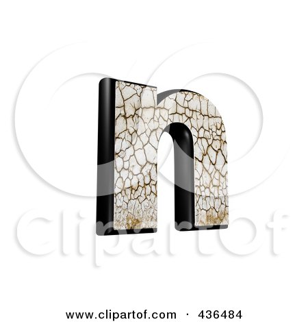 Royalty-Free (RF) Clipart Illustration of a 3d Cracked Earth Symbol; Lowercase Letter n by chrisroll