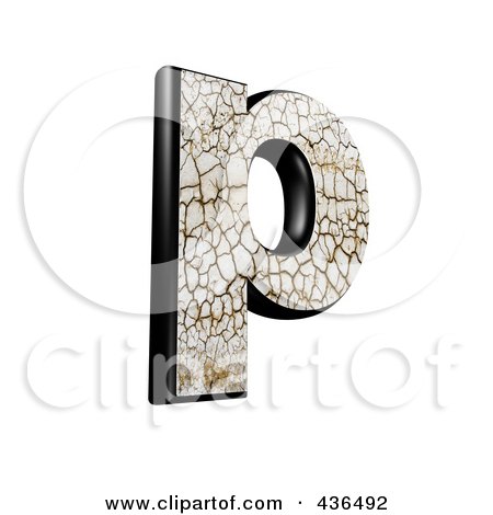 Royalty-Free (RF) Clipart Illustration of a 3d Cracked Earth Symbol; Lowercase Letter p by chrisroll