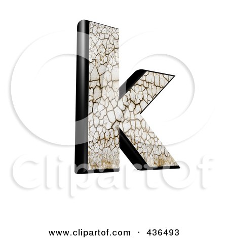 Royalty-Free (RF) Clipart Illustration of a 3d Cracked Earth Symbol; Lowercase Letter k by chrisroll