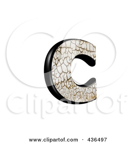 Royalty-Free (RF) Clipart Illustration of a 3d Cracked Earth Symbol; Lowercase Letter c by chrisroll