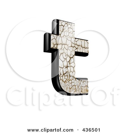 Royalty-Free (RF) Clipart Illustration of a 3d Cracked Earth Symbol; Lowercase Letter t by chrisroll