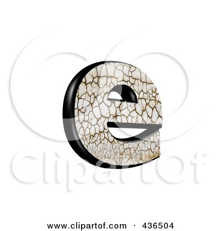 Royalty-Free (RF) Clipart Illustration of a 3d Cracked Earth Symbol; Lowercase Letter e by chrisroll