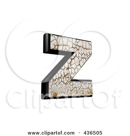 Royalty-Free (RF) Clipart Illustration of a 3d Cracked Earth Symbol; Lowercase Letter z by chrisroll