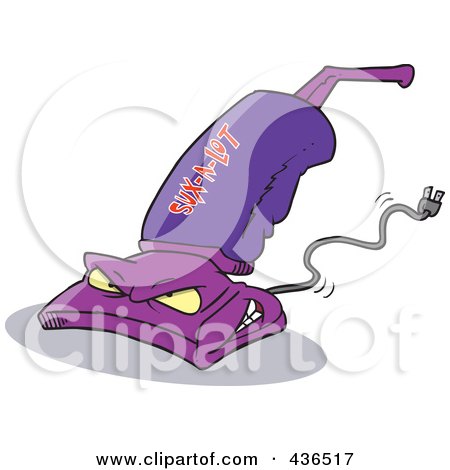 Royalty-Free (RF) Clipart Illustration of a Purple Sux-A-Lot Vacuum Cleaner by toonaday