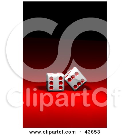 Clipart Illustration of Two Red And White Dice On Red  by stockillustrations