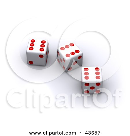 Clipart Illustration of Red And White 3d Dice On White by stockillustrations