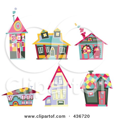 Royalty-Free (RF) Clipart Illustration of a Digital Collage Of Colorful Houses by yayayoyo