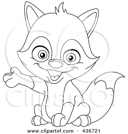 Royalty-Free (RF) Clipart Illustration of an Outlined Cute Baby Fox by yayayoyo