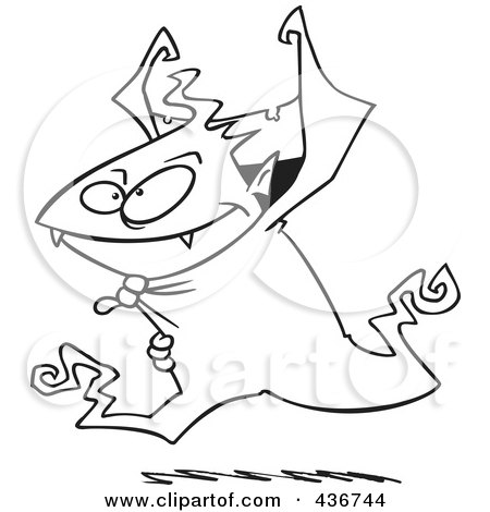 Royalty-Free (RF) Clipart Illustration of a Line Art Design Of A Young Vampire by toonaday