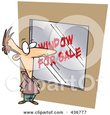 Royalty-Free (RF) Clipart Illustration of a Homeowner Shopping For Windows by toonaday
