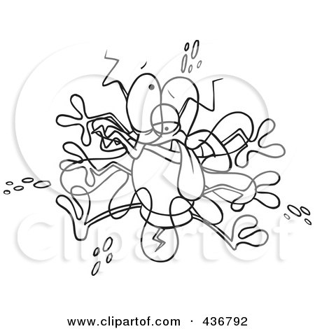 Royalty-Free (RF) Clipart Illustration of a Line Art Design Of A Bug Splatting On A Windshield by toonaday