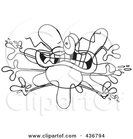 Royalty-Free (RF) Clipart Illustration of a Line Art Design Of A Bug Splattered On A Windshield by toonaday