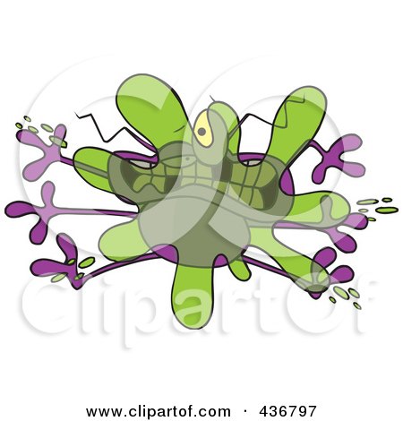 Royalty-Free (RF) Clipart Illustration of a Bug Splattered On A Windshield by toonaday