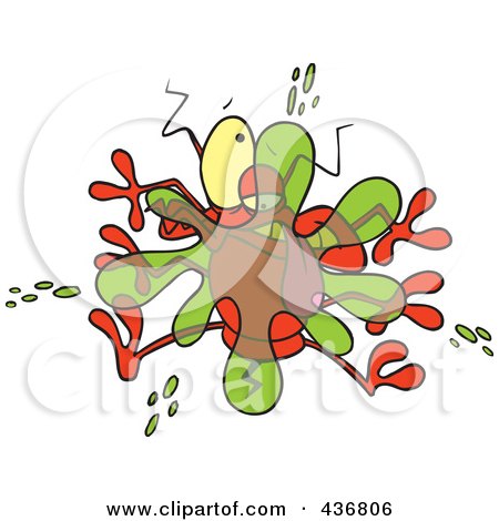 Royalty-Free (RF) Clipart Illustration of a Bug Splatting On A Windshield by toonaday