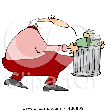 Royalty-Free (RF) Clipart Illustration of Santa Taking Out The Trash by djart