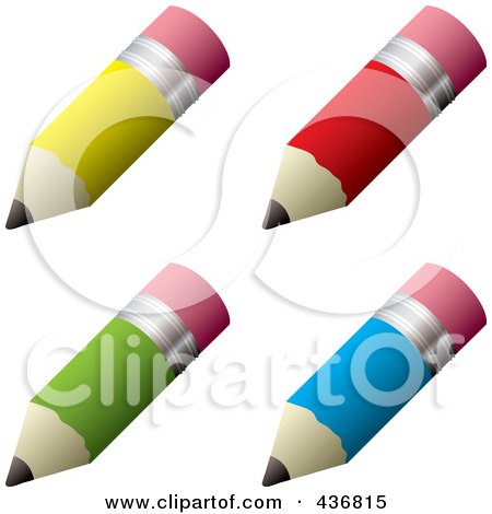Royalty-Free (RF) Clipart Illustration of a Digital Collage Of 3d Colorful Pencils by michaeltravers