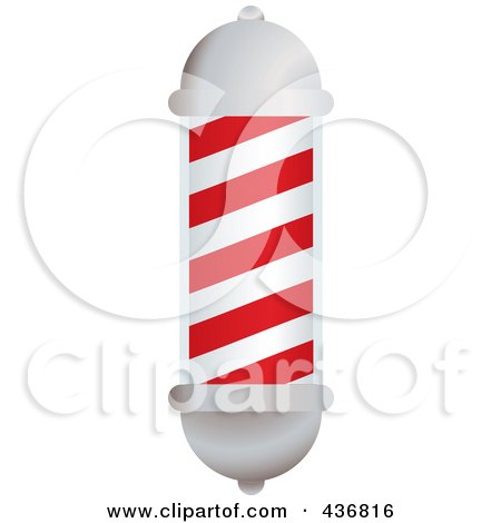 Royalty-Free (RF) Clipart Illustration of a 3d White And Red Barbers Pole by michaeltravers