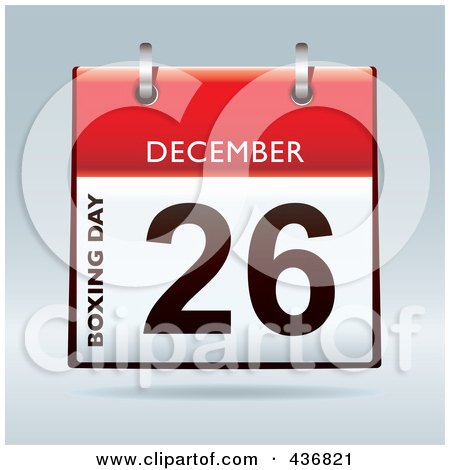 Royalty-Free (RF) Clipart Illustration of a 3d December 26th, Boxing Day Calendar by michaeltravers