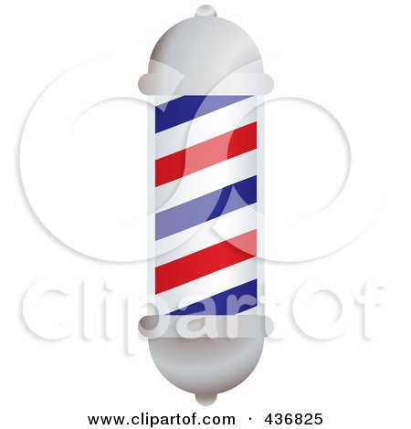 Royalty-Free (RF) Clipart Illustration of a 3d White, Blue And Red Barbers Pole by michaeltravers