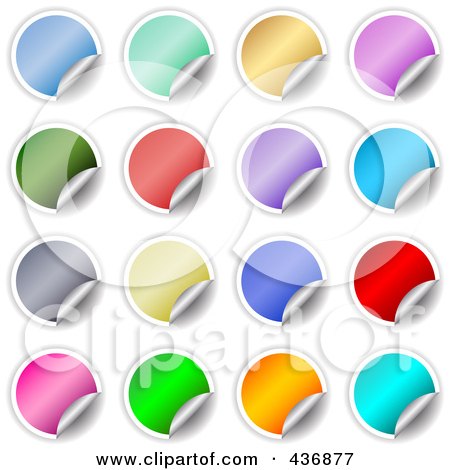Royalty-Free (RF) Clipart Illustration of a Digital Collage Of Peeling Round Colorful Stickers by KJ Pargeter