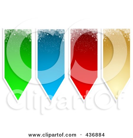 Royalty-Free (RF) Clipart Illustration of a Digital Collage Of Colorful Snowflake Banner Tags by KJ Pargeter
