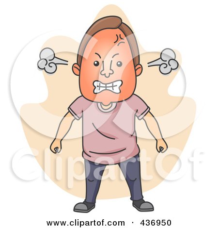 Royalty-Free (RF) Clipart Illustration of a Mad Man With Smoke Flaring From His Ears by BNP Design Studio