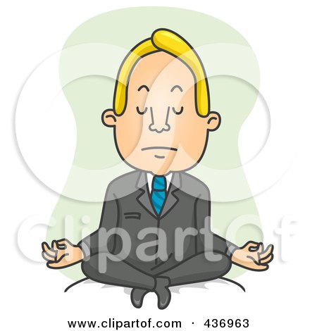 Royalty-Free (RF) Clipart Illustration of a Businessman Meditating On The Floor by BNP Design Studio