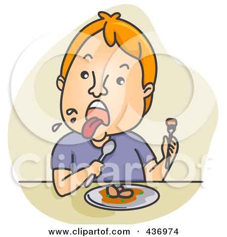 Royalty-Free (RF) Clipart Illustration of a Picky Eater Sticking His Tongue Out Over Green by BNP Design Studio